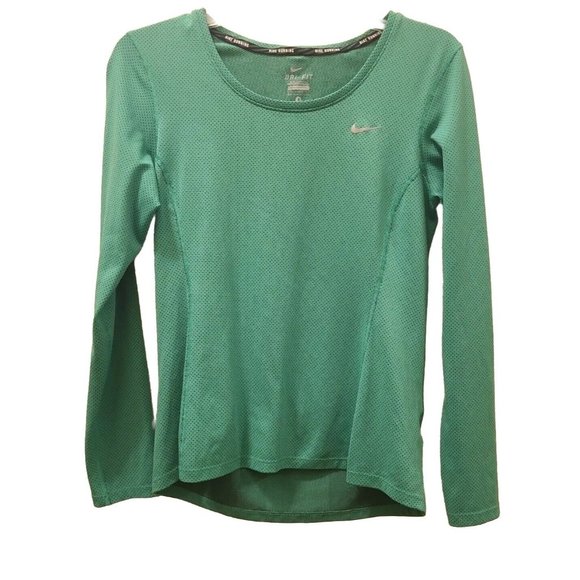 Nike Tops - Nike Dri-fit Apple Green Pullover Long Sleeve Running Top Women Small EUC 849883